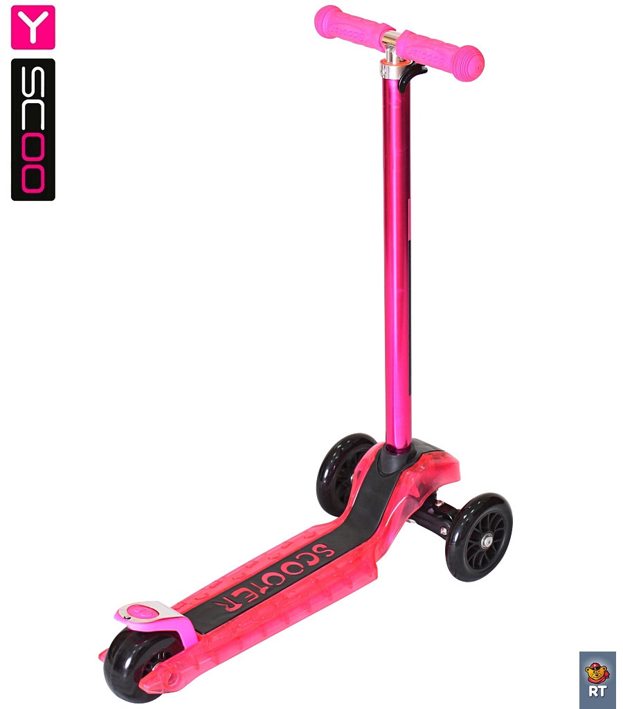 Самокат Y-Scoo Maxi Laser Show, розовый металлик  